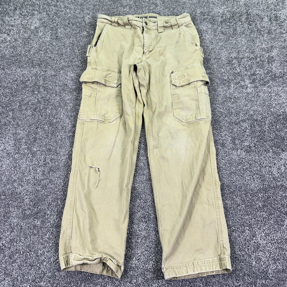 Duluth Trading Co Pants Mens 34x32 Beige Flex Fire Hose Cargo Workwear Utility - Picture 1 of 14